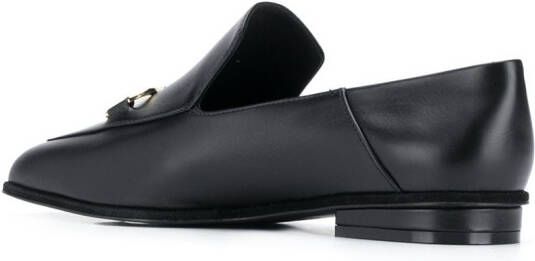 Ferragamo square-toe leather loafers Black