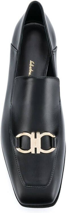 Ferragamo square-toe leather loafers Black