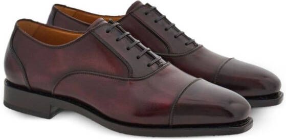 Ferragamo square-toe leather oxford shoes Red