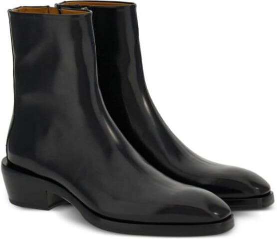 Ferragamo squared-toe leather ankle boots Black