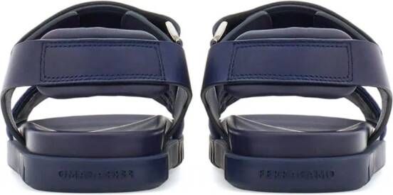 Ferragamo striped logo-embossed sandals Blue