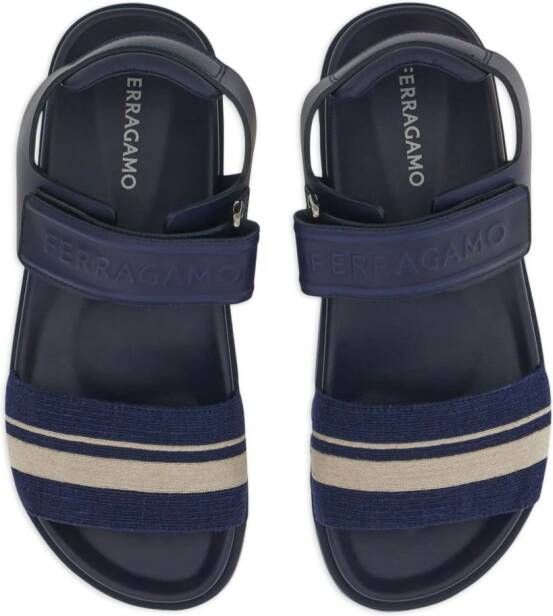 Ferragamo striped logo-embossed sandals Blue