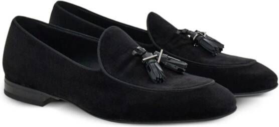 Ferragamo tasselled velvet loafers Black