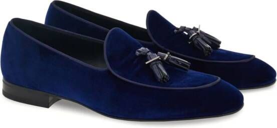 Ferragamo tasselled velvet loafers Blue