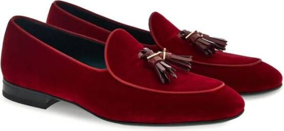 Ferragamo tasselled velvet loafers Red