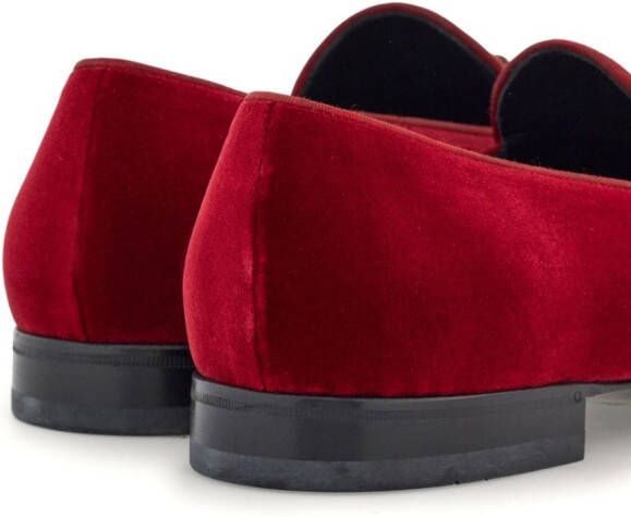 Ferragamo tasselled velvet loafers Red