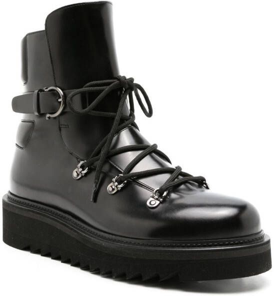Ferragamo Trekking leather ankle boots Black