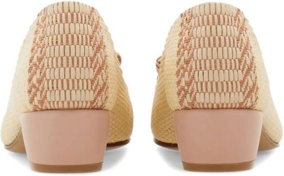 Ferragamo Vara 30mm raffia pumps Neutrals