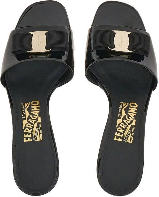 Ferragamo Vara 55mm bow patent sandals Black