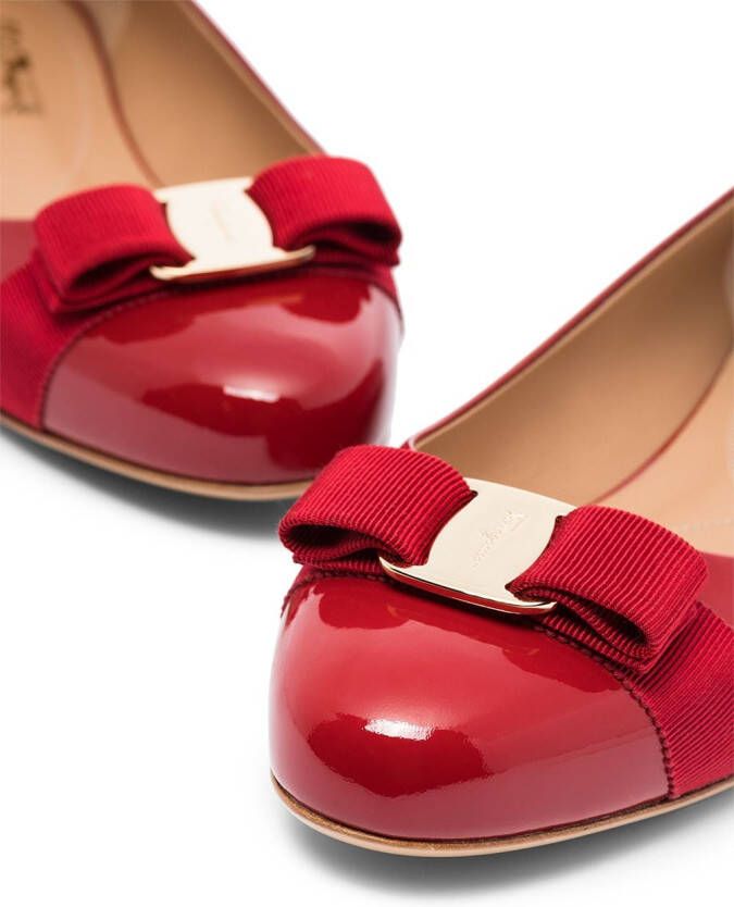 Ferragamo Vara bow ballerina shoes Red
