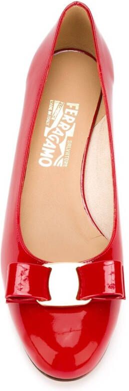 Ferragamo Vara bow-detail leather pumps Red