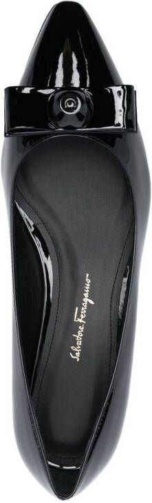 Ferragamo Vara Bow leather ballerina shoes Black