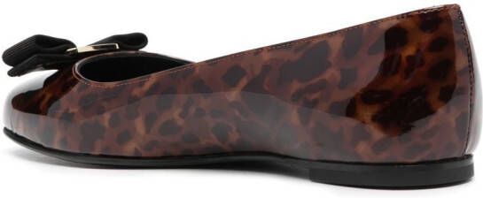 Ferragamo Vara-bow leopard-print ballerina shoes Brown