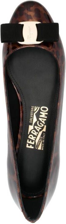 Ferragamo Vara-bow leopard-print ballerina shoes Brown