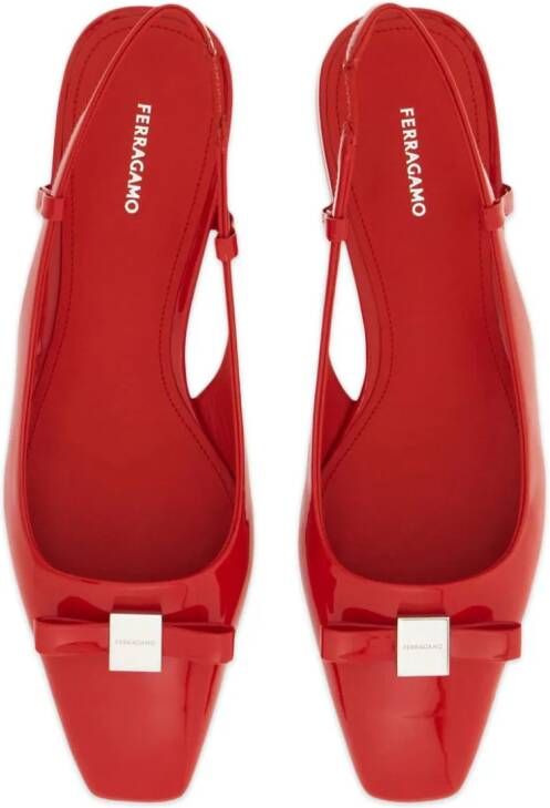 Ferragamo Vara-bow patent leather ballerina shoes Red