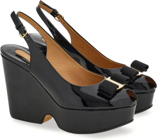 Ferragamo Vara bow platform leather sandals Black