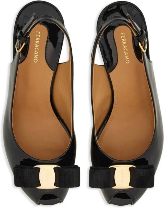 Ferragamo Vara bow platform leather sandals Black