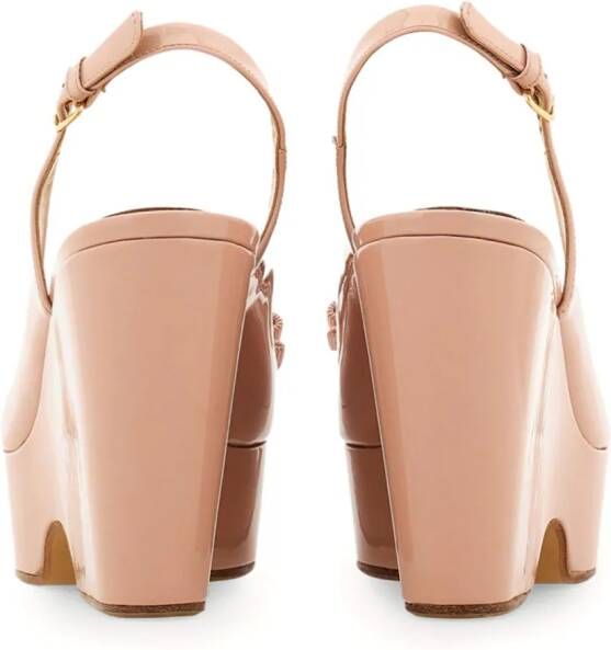 Ferragamo Vara bow platform leather sandals Pink