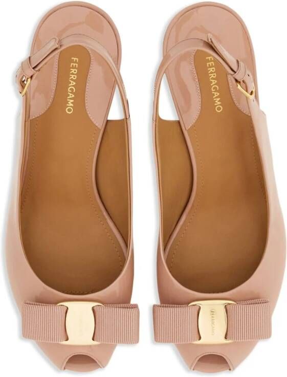 Ferragamo Vara bow platform leather sandals Pink