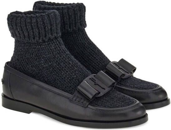 Ferragamo Vara bow sock-ankle loafers Black
