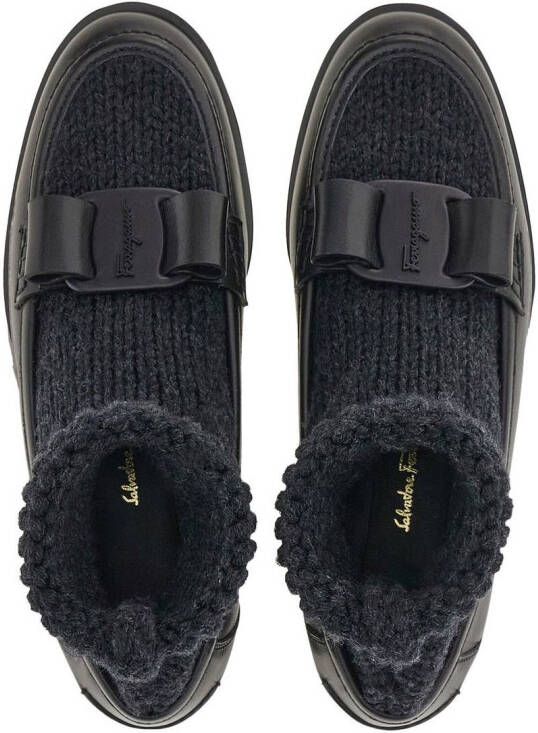 Ferragamo Vara bow sock-ankle loafers Black