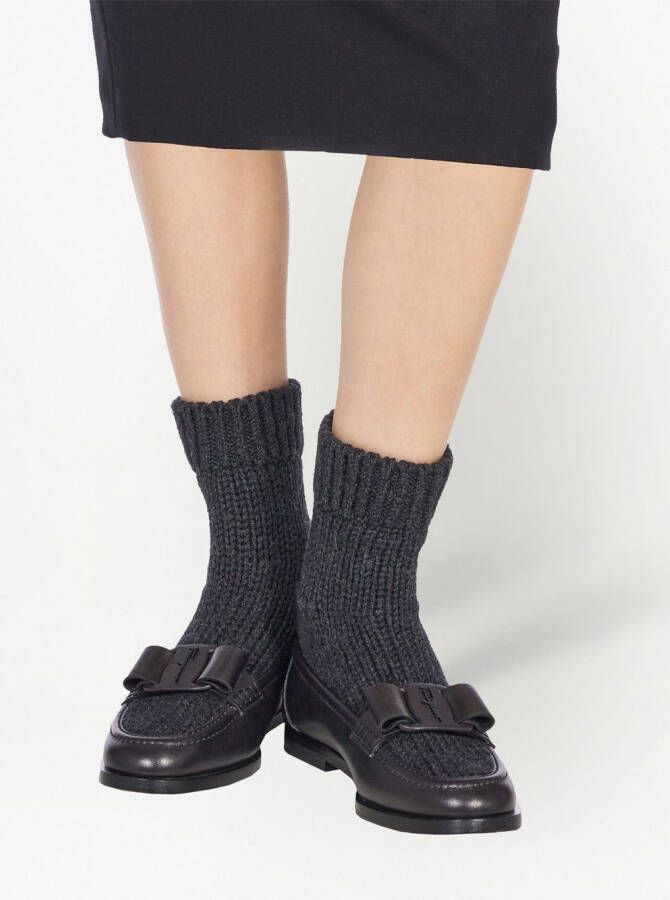 Ferragamo Vara bow sock-ankle loafers Black