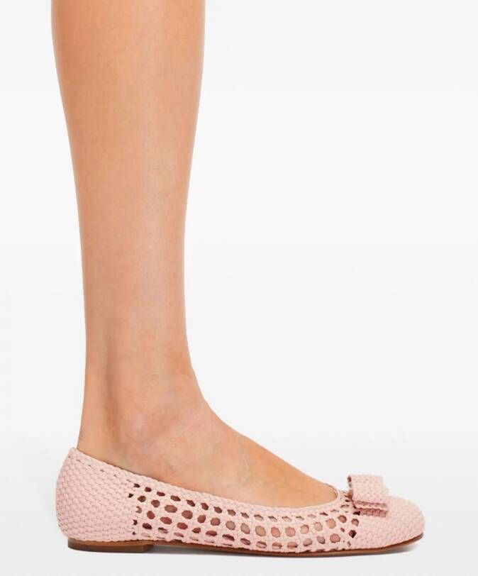 Ferragamo Vara-bow woven ballerina shoes Pink