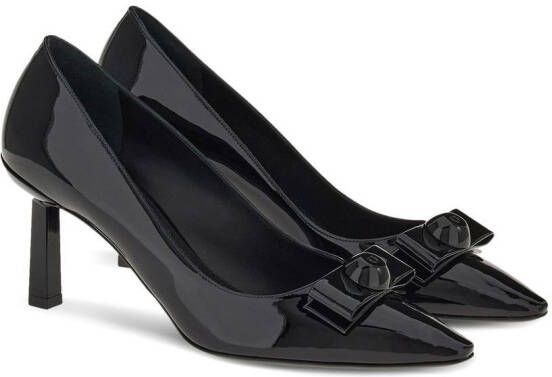 Ferragamo 70mm Vara bow patent pumps Black