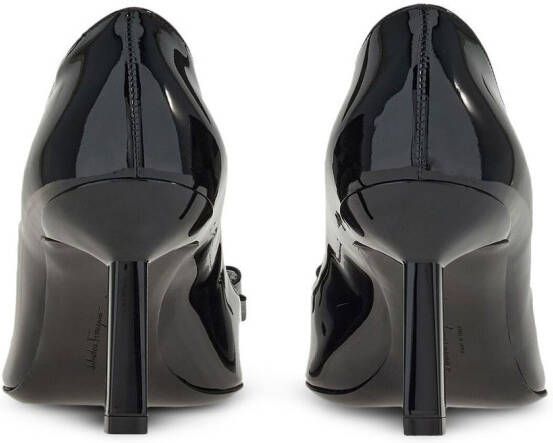Ferragamo 70mm Vara bow patent pumps Black
