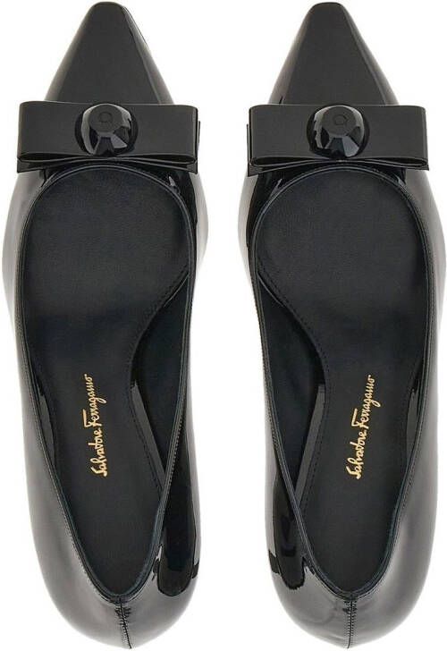 Ferragamo 70mm Vara bow patent pumps Black