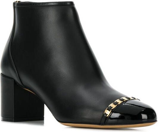 Ferragamo Vara Chain Detail Booties Black