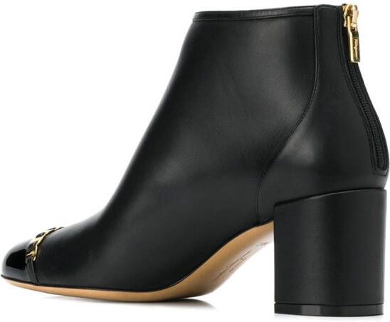 Ferragamo Vara Chain Detail Booties Black
