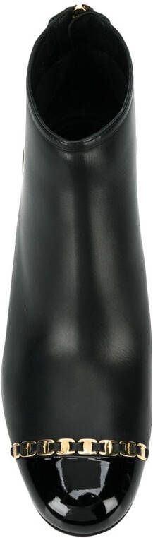 Ferragamo Vara Chain Detail Booties Black