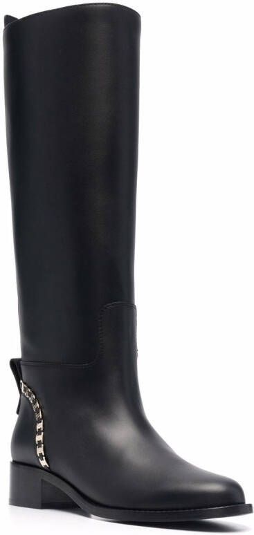 Ferragamo Vara Chain knee-high boots Black