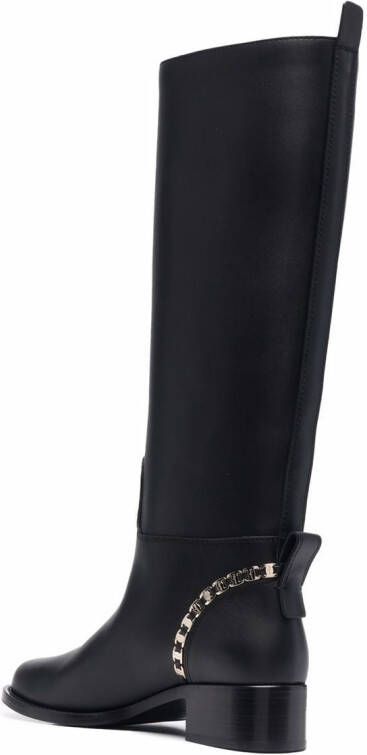 Ferragamo Vara Chain knee-high boots Black
