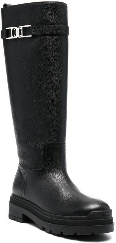 Ferragamo Vara Chain knee-high boots Black