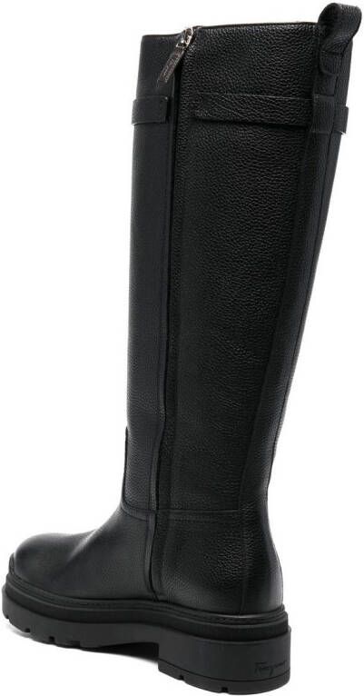 Ferragamo Vara Chain knee-high boots Black