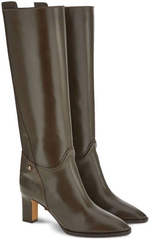 Ferragamo Vara chain knee-high boots Brown