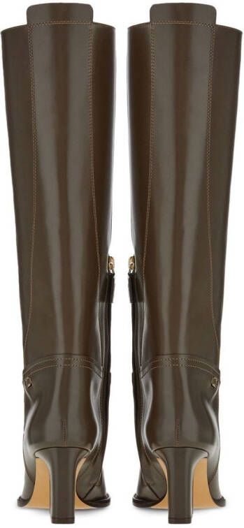 Ferragamo Vara chain knee-high boots Brown