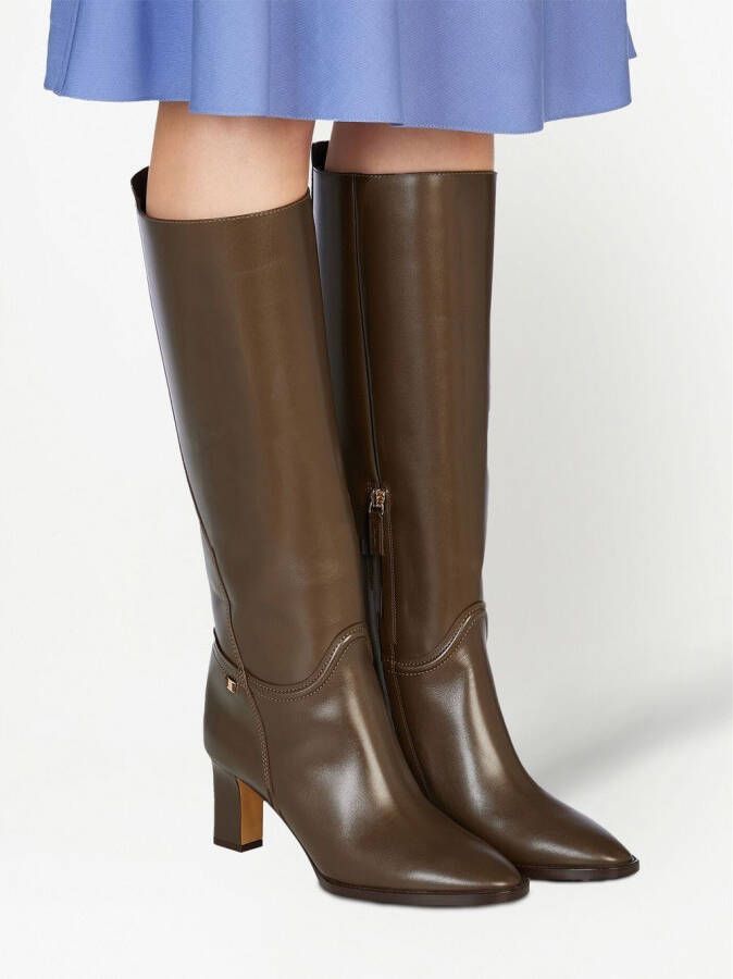 Ferragamo Vara chain knee-high boots Brown