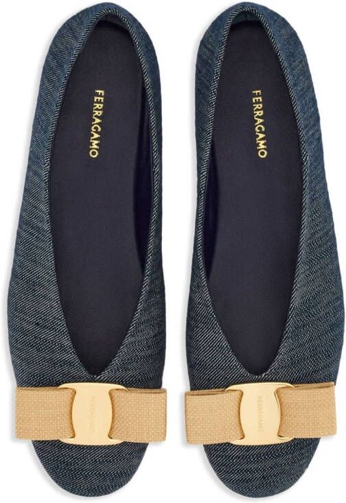 Ferragamo Vara denim ballerina shoes Blue