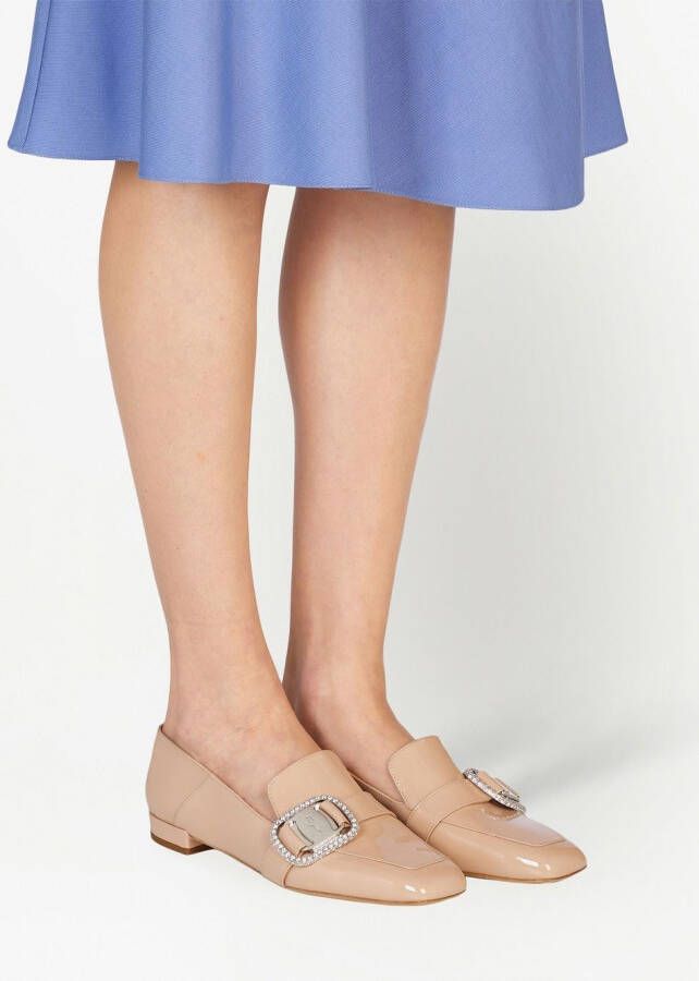 Ferragamo Vara patent-leather chain-loafers Neutrals