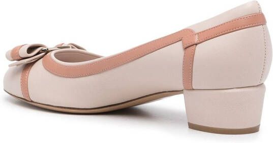 Ferragamo Vara stripe low-heel leather pumps Pink