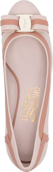 Ferragamo Vara stripe low-heel leather pumps Pink