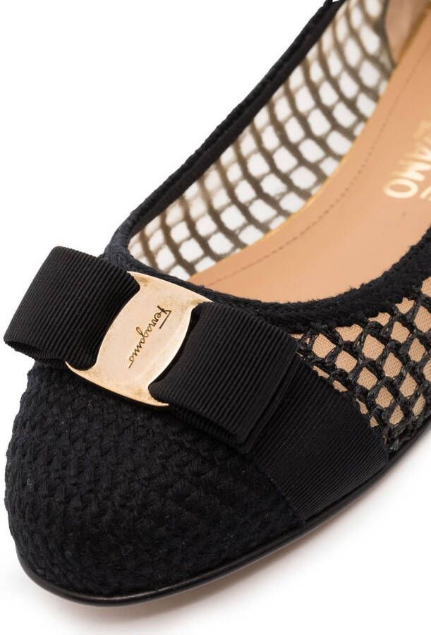 Ferragamo Varina bow-embellished balleria shoes Black