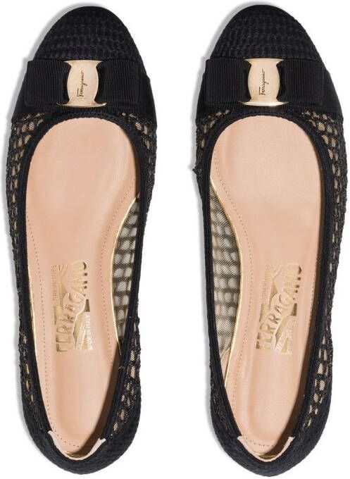 Ferragamo Varina bow-embellished balleria shoes Black