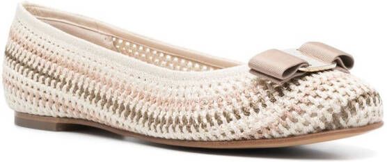 Ferragamo Varina crochet ballet flats Neutrals