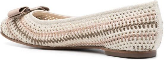 Ferragamo Varina crochet ballet flats Neutrals