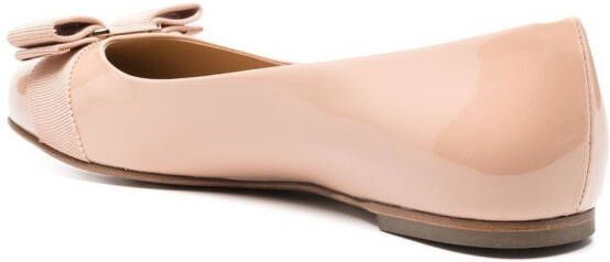 Ferragamo Varina patent leather ballerina shoes Neutrals