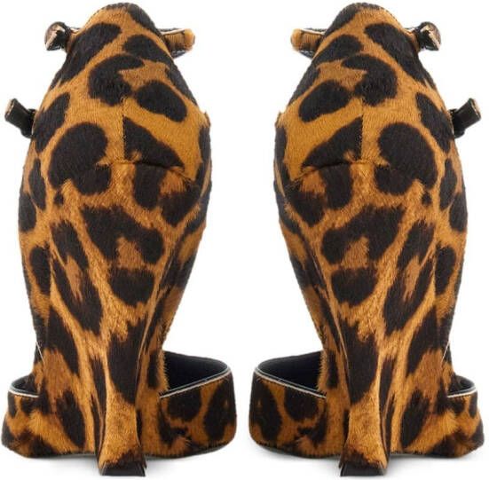Ferragamo Vidya 105mm leopard-pattern leather pumps Brown